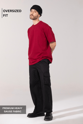 Crimson- Oversized T-Shirt-XS