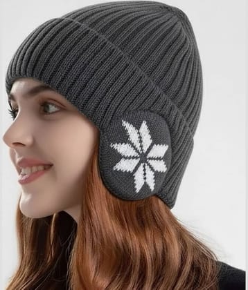 Infispace Gray Woollen Women's Cap ( Pack of 1 )