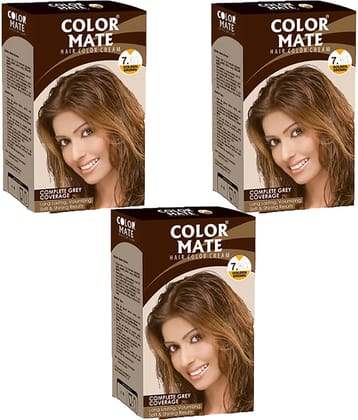 Color Mate Hair Color Cream Golden Brown_ 130Ml (Pack of 3)