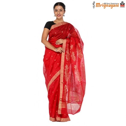 HANDLOOM CHANDERI (SILK + MERCERISED) SAREE WITH BLOUSE (SKU1SC101140422, SAREE-1000)