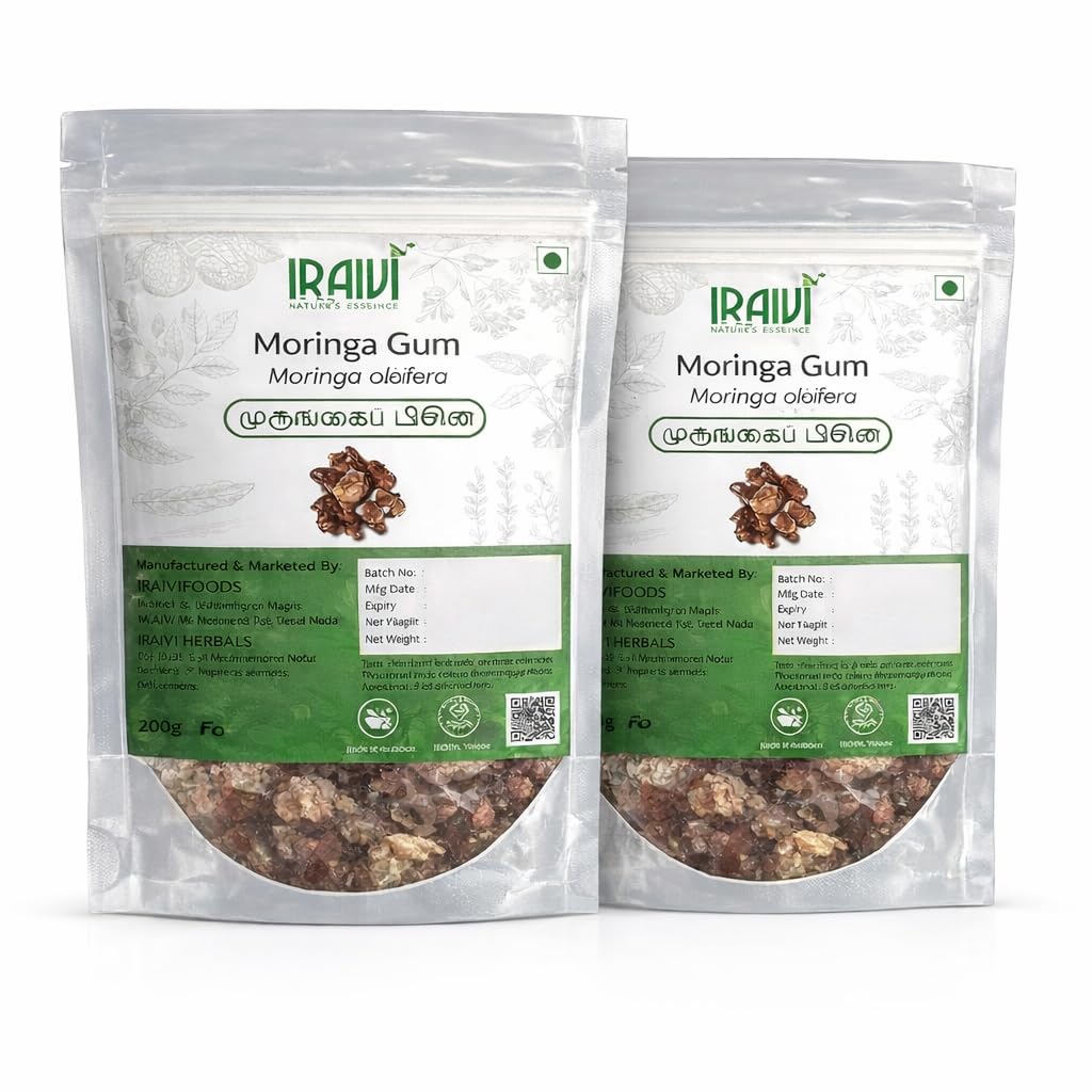 IRAIVI Moringa Gum (Murungai Pisin) 200g | Edible Tree Gum | Natural Cooling Food | Traditional Herbal Resin | Soak & Use for Drinks, Falooda & Summer Wellness | Shigru Gond