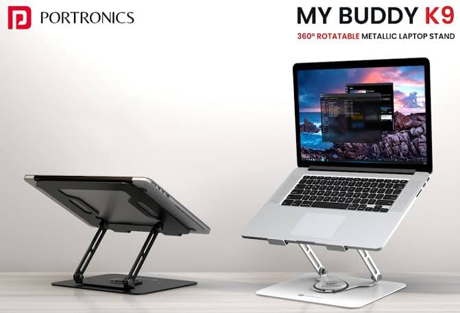 Portronics 'My Buddy K9' portable laptop stand with 360 rotating base launched