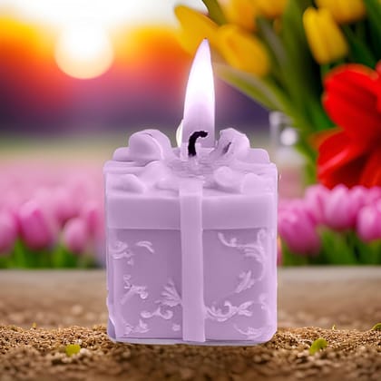 SS Enterprise Organic Soy Wax Scented Aromatic Fragrance Gift Shape Candle, Smoke-Free Pillar Candle, Pack of 1, Purple