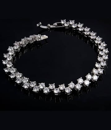 ZIVOM® Italian Glossy Silver Rhodium Aaa Grade Cz American Diamond Bracelet Girls Women