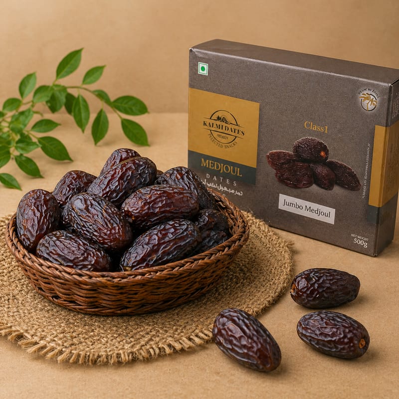 Kalmi Dates Jumbo Medjoul Dates (500g) | Rich Caramel Sweetness & Chewy Texture | Healthy Snacking & Baking