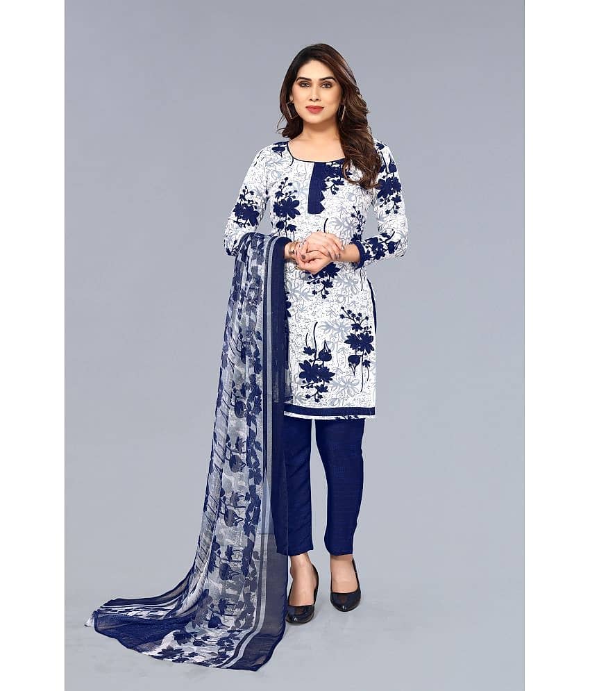 Anand Unstitched Crepe Printed Dress Material - White ( Pack of 1 )