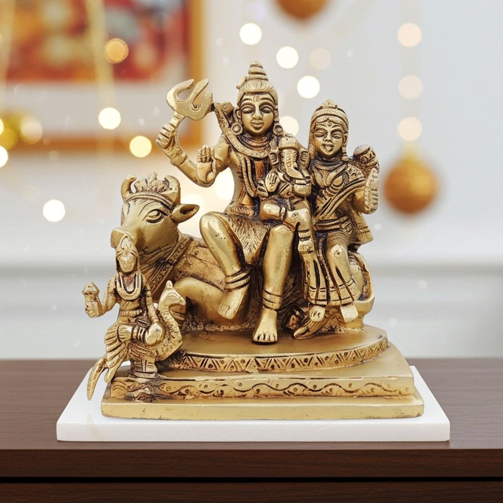 Brass Shiv Parivar Idol - Decorative Family Statue, Height : 6 Inch (BSMAS1525 E)