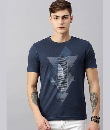 Huetrap Pack of 1 Cotton Blend Regular Fit Men's T-Shirt ( Blue )