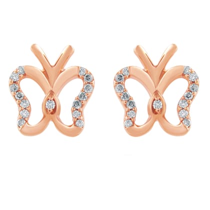 Senco Gold Tiny Butterfly Kids Diamond Studs (2 gram / 0.11 Ct / HI-SI / 18K Rose Gold)