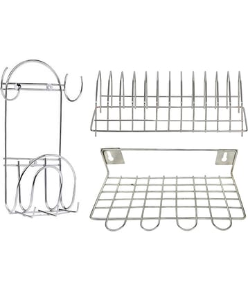 JISUN - Silver Stainless Steel Storage Racks ( Pack of 3 )