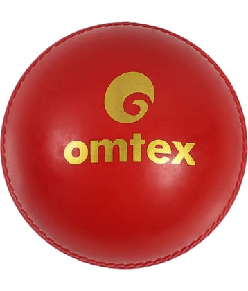Omtex - Red Leather Cricket Ball ( Pack of 1 )
