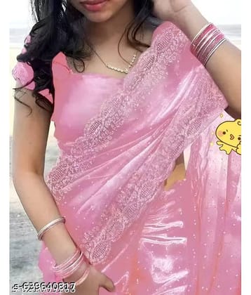Shivadit ethnic JImmy Choo Embellished Regular Saree With Unstitched Blouse Piece ( Pink )