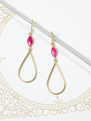 Raindrop Stone Danglers with Red Corundum
