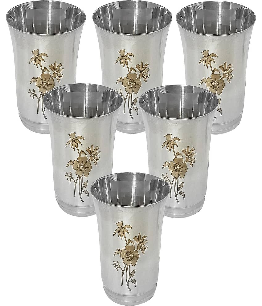 A & H ENTERPRISES - Daily Use Water Steel Glasses Set 300 ml ( Pack of 6 )
