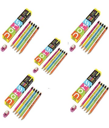 DOMS RUBBER TIPPED PENCIL WITH SHARPENER *PACK OF 50 PENCILS WITH 5 SHARPENERS* ()
