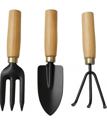 Villwin Gardening Tools kit for Home Hand Cultivator Hand Trowel Garden Fork Gardening Set with Smooth Finish, Durable and Sturdy Wooden Handles with Rust Free Material Set of 3pcs