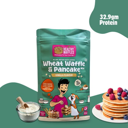 Healthy Waffles Wheat Waffle & Pancake Mix (1kg) | Vanilla Flavour | Zero Maida & Sugar | Healthy Breakfast