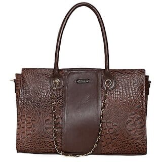 Vara Leather Bag For Women's Faux Leather Tote Handbag, Handbag For Women Black Crocodile Pattern, Chain Strap