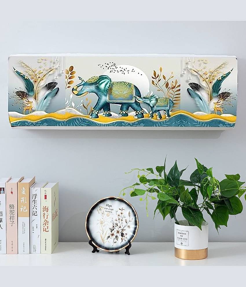 Sahaj Creation Single Poly-Cotton Green AC Cover for 1.5 Ton Split AC