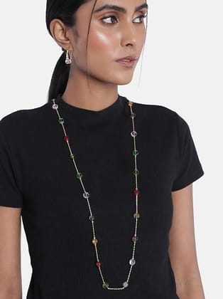 Gold-Plated Multicoloured Stone-Studded Contemporary Jewellery