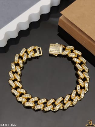 Exclusive Finish Impoted Gold Pleted Cuban Choki Diamond Bracelet BR-144