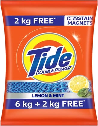 Tide Plus Double Power Detergent Washing Powder - Lemon & Mint, 8 kg (Get 6 + 2 kg Free)