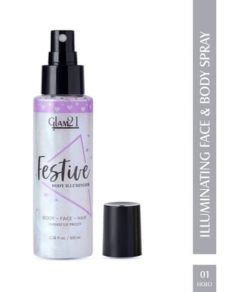 Glam21 Illuminating Face & Body Spray Long Lasting Make-Up Fixer Non-transferrable 100ml Shade-01