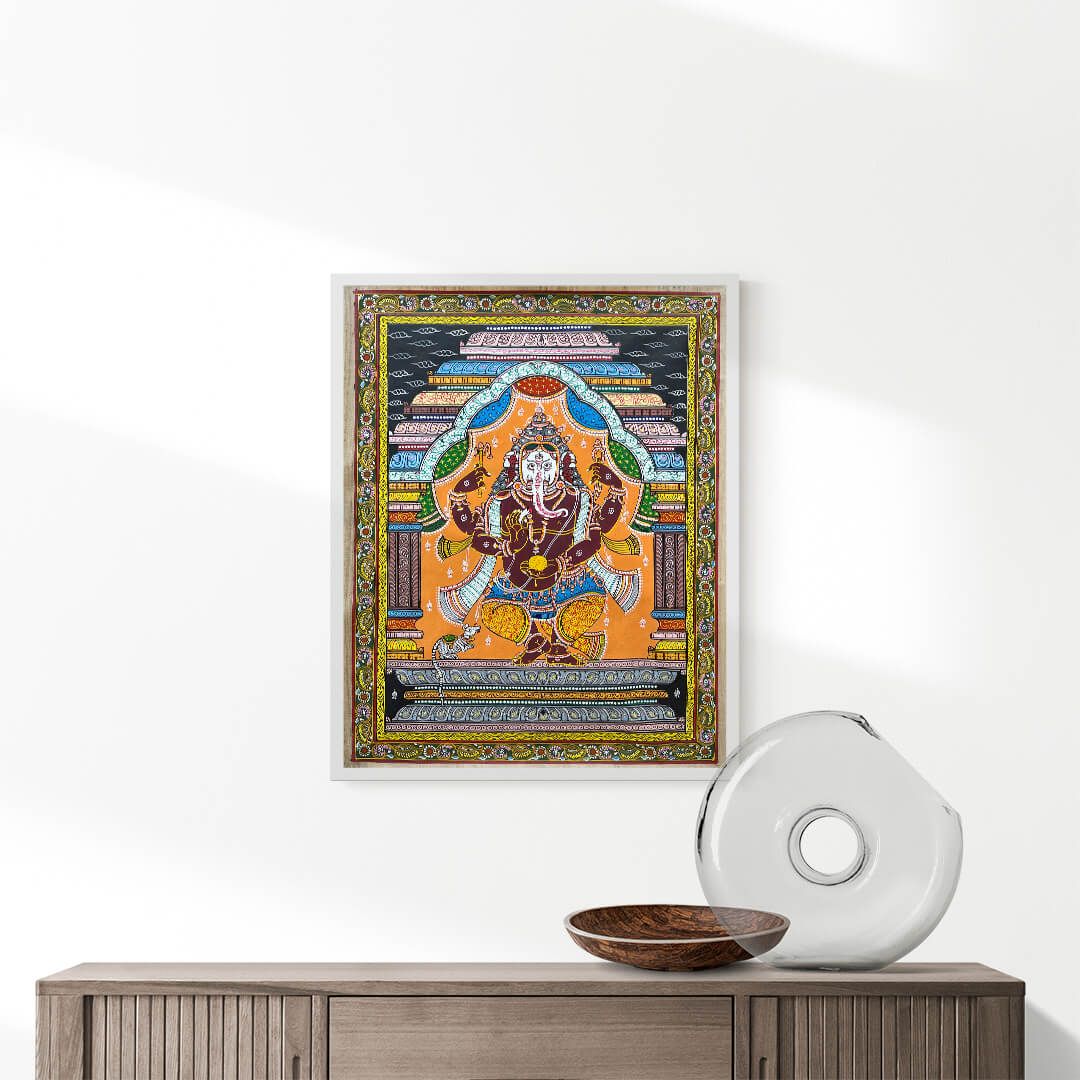 Lord Ganesha Patta Tussar Painting