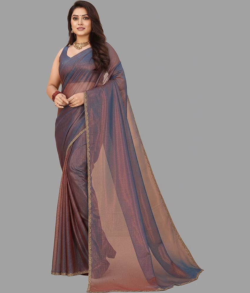 Aika Chiffon Embellished Regular Saree With Unstitched Blouse Piece ( Blue )