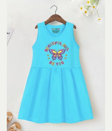 Trampoline Cotton Frock For Girls ( Pack of 1 , Blue )