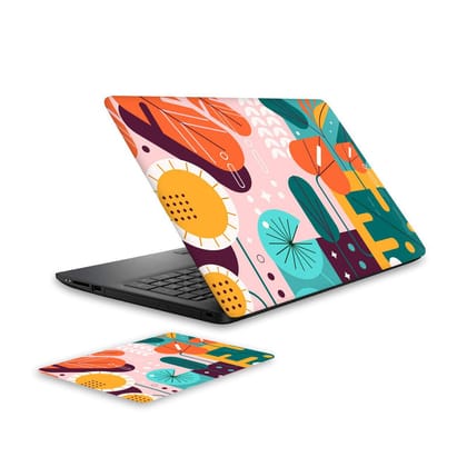 WrapCart Forest Abstract Vinyl Laptop Skin and Mouse Pad Combo