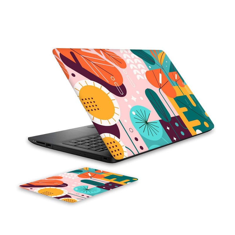 WrapCart Forest Abstract Vinyl Laptop Skin and Mouse Pad Combo