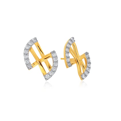 Senco Gold 18K Yellow Gold Charming Caroline Diamond Studs Earrings (Gold Weight -  1.2 g / 0.14 Ct / HI-SI)