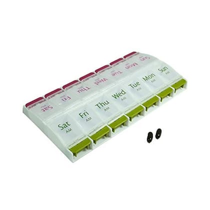 Ezyfit 7 Day Weekly Pill Box Push Button AM/PM 2 Times a Day, Weekly Pill Box Twice Daily (Pack of 2)
