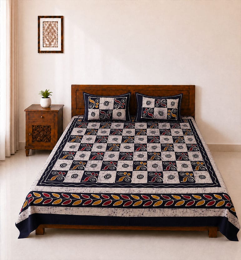 Handcrafted Batik Cotton Double Bed Bedsheet