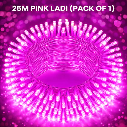 SPARKWORLD Pink 74 LEDs 21M Steady Bulb Rice Lights Decorative String Light | Pack of 1 | Size: 25 M