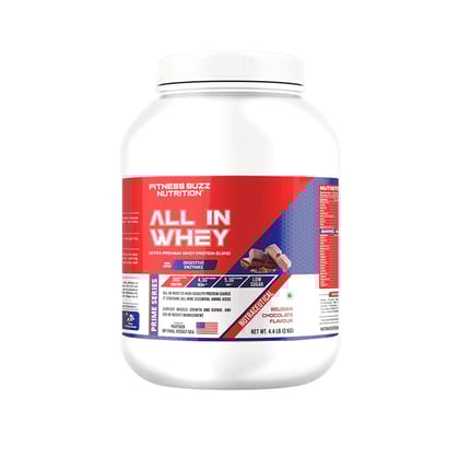 Fitness Buzz Nutrition I Prime Series I All in Whey with Added Digestive Enzymes I 20G Protein Per Serving I 4.3 BCAA Per Serving I 5.3G EAA Per Serving I Low Sugar I Nutraceutical I Veg I Malai Kulfi I 2 KG