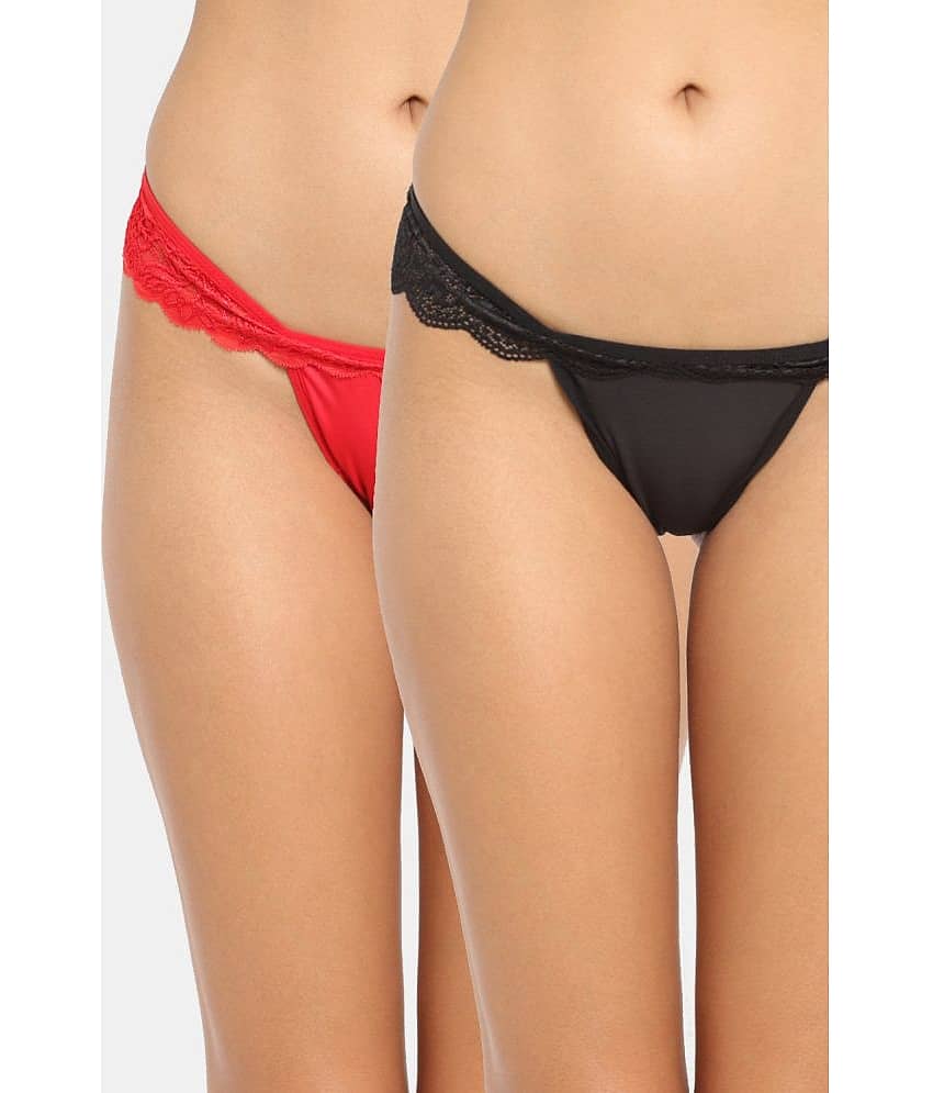 N-Gal Pack of 2 Nylon Self Design Women's Thongs ( Multi Color ) NTDT20