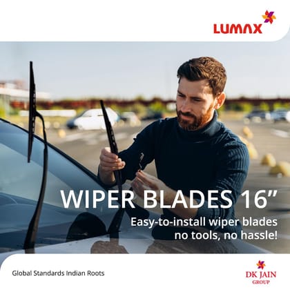 Lumax Standard Wiper Blade 16" | Front Wind Shield Wiper Blade | Graphite & Teflon Coated | Universal Adapter for All Car Models