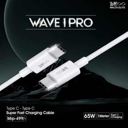 Walta Elite WAVE 1 PRO Type C to Type C 65W Charging Cable- White