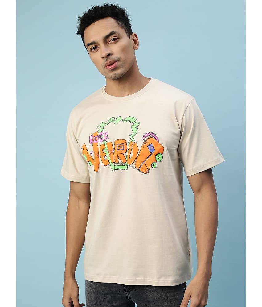 Veirdo Pack of 1 Cotton Regular Fit Men's T-Shirt ( Beige )