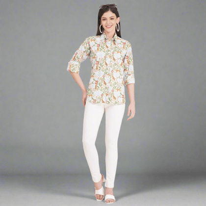 Women's Shirts Full Sleeves 100% Cotton-S