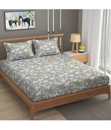 Homefab India Microfiber Double Bedsheet ( Light Grey )