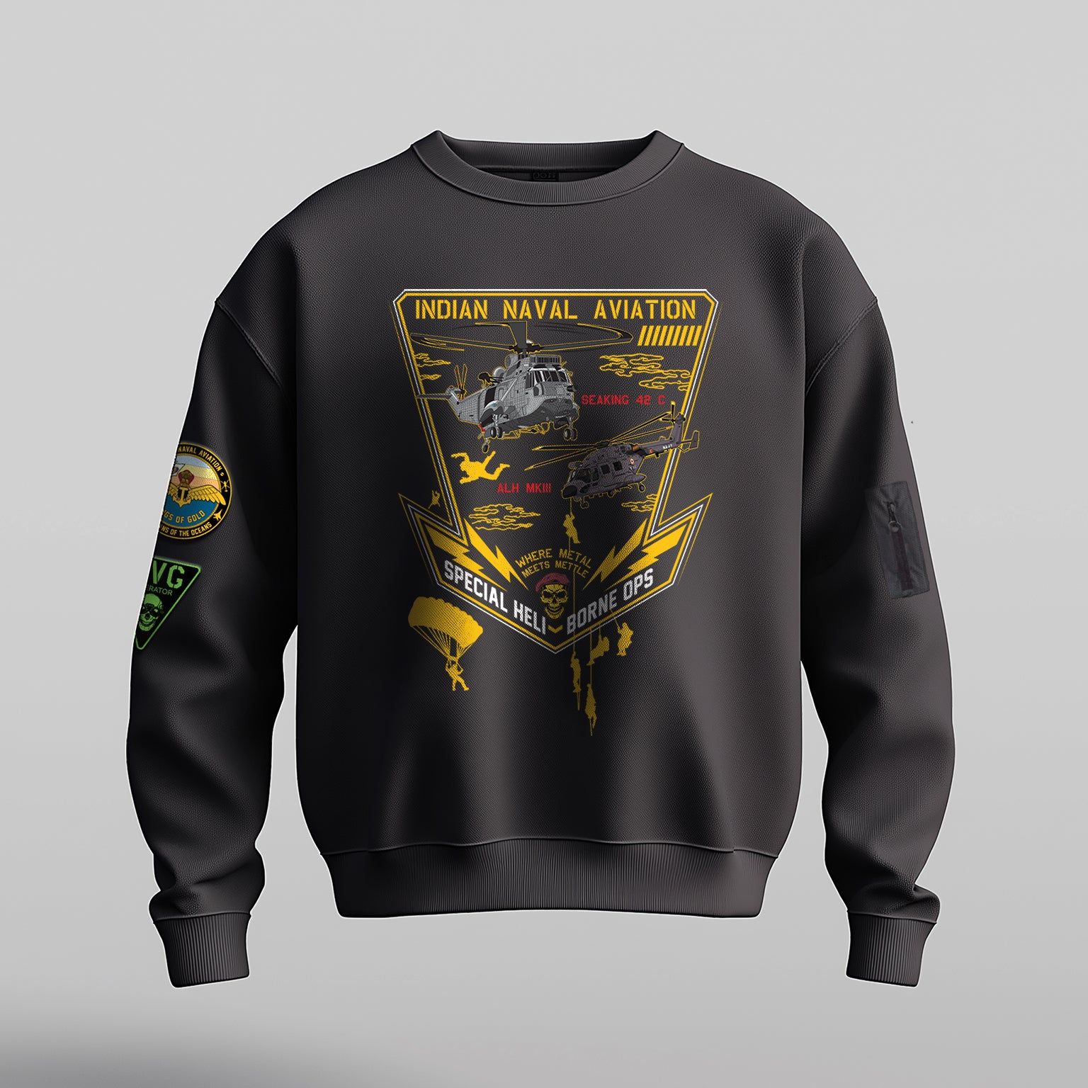 Indian Naval Aviation: SHBO Grey Oversized Sweatshirt-S