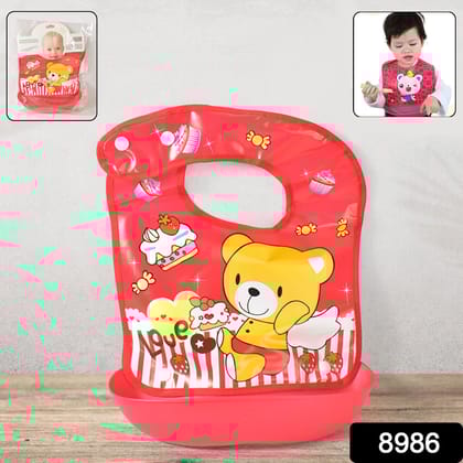 Multifunctional Waterproof BPA Free Reusable Soft Fabric Plastic Baby Bib (1 Pc)