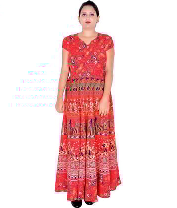 Sttoffa Women Cotton Ethnic Dress ( Red )