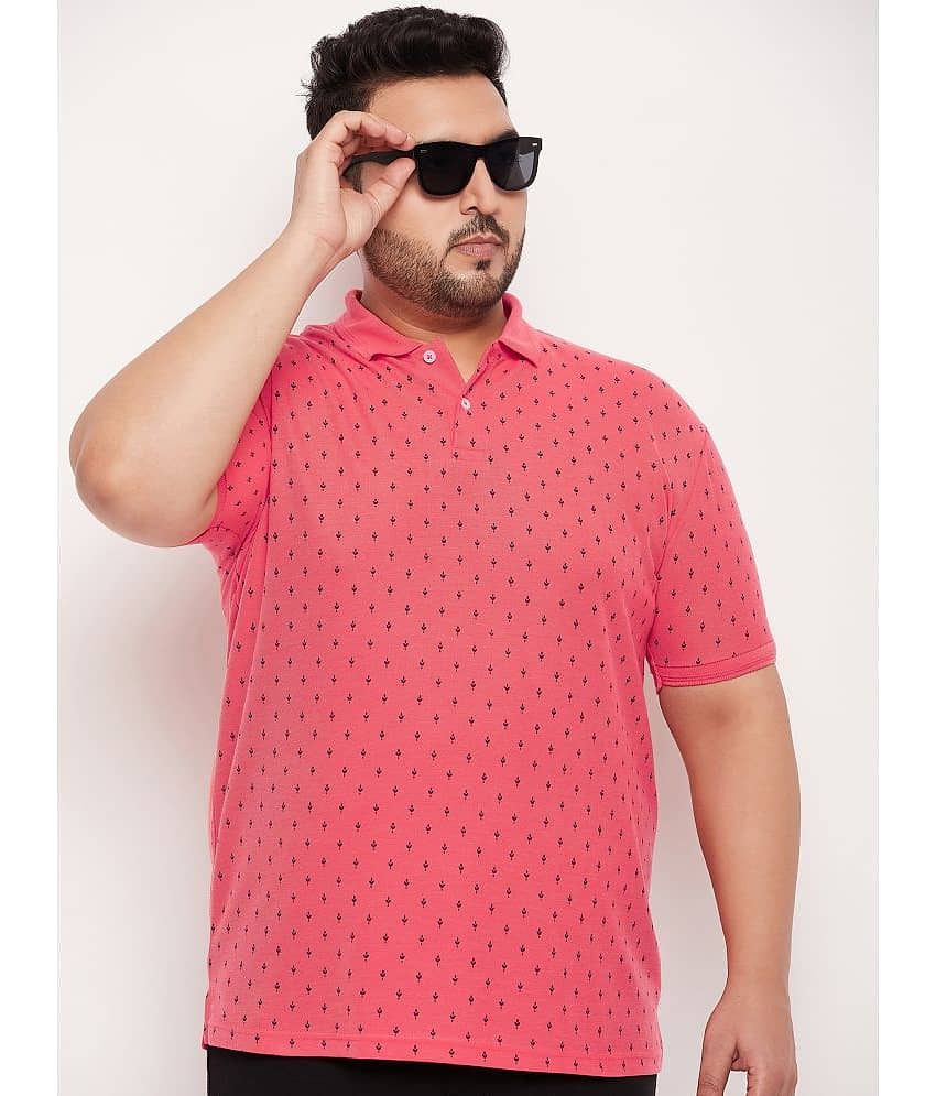 GET GOLF Pack of 1 Cotton Blend Regular Fit Printed Half Sleeves Men's Polo T Shirt ( Coral )