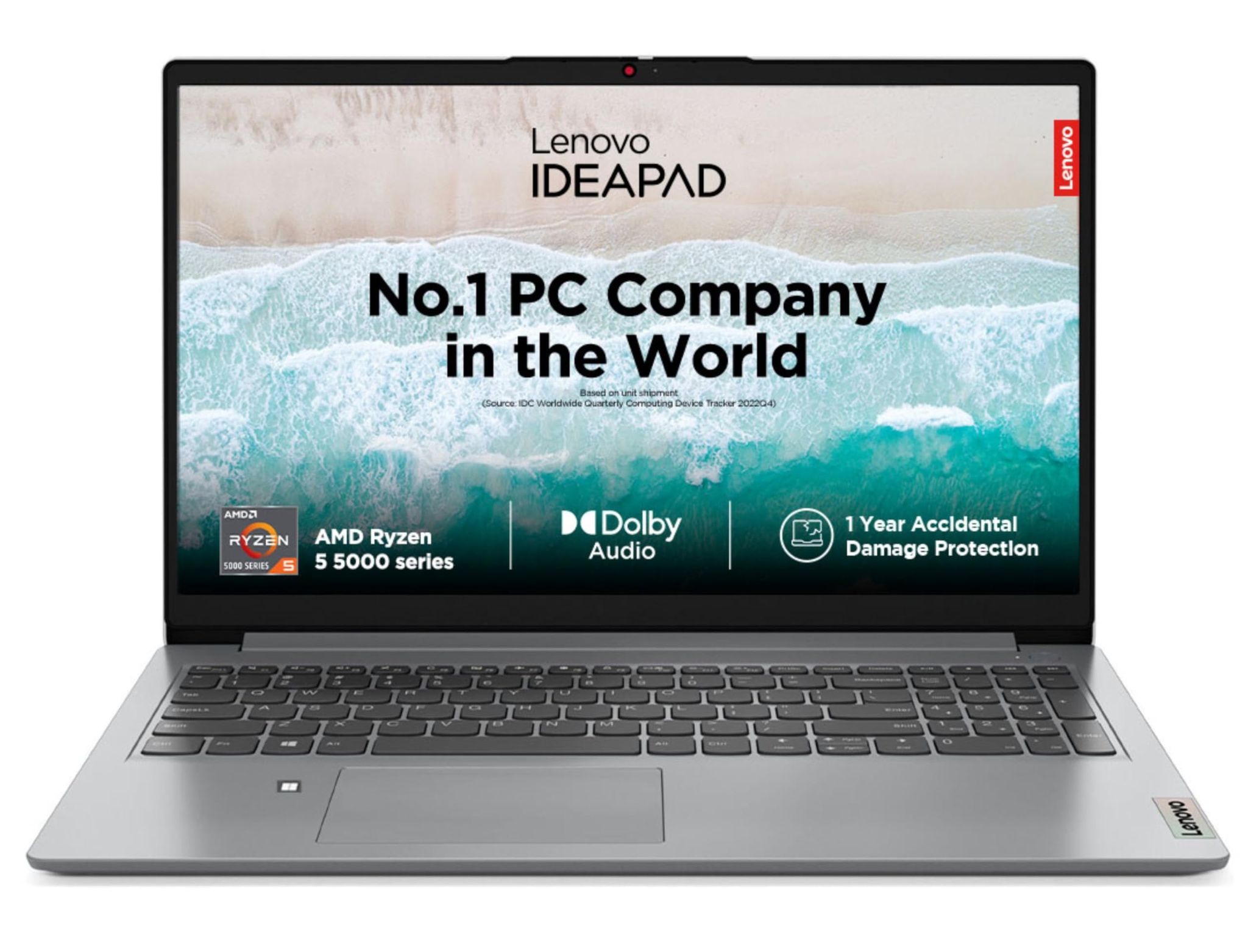 Lenovo IdeaPad Slim 1, AMD Ryzen 5 5500U, 16GB RAM, 512GB SSD, HD, 15.6", Windows 11 Home, MS Office 21, Cloud Grey, 1.61Kg, 82R400ERIN, Integrated AMD Graphics, 1Yr ADP Free, Thin and Light Laptop