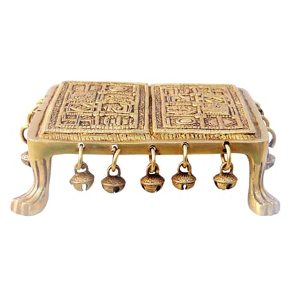 Brass Chowki for God Idol Statue - Premium Puja Base Stand, Length : 7 Inch (BSMAS1403 D)