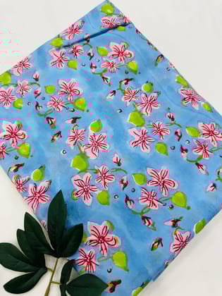 Floral Block Print Fabric-2.5 mtr